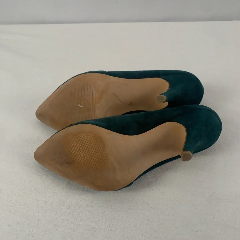 Madewell The Mira‎ Suede Point Toe Heels in Green Size 6